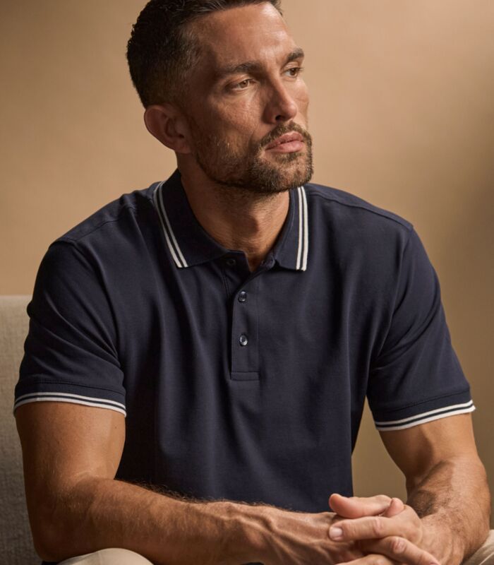 Men's Luxury Stripe Stretch Polo Thumbnail