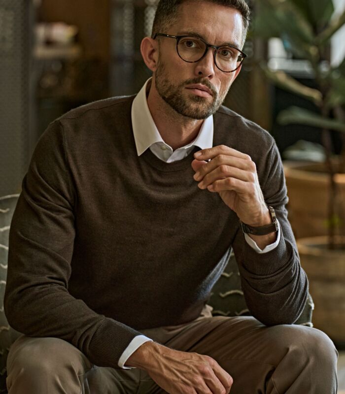 Men's Crew Neck Knitted Sweater Thumbnail