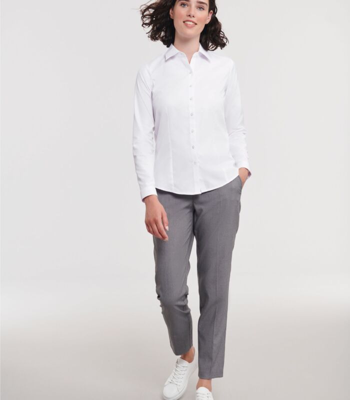 Ladies' Long Sleeve Tailored Herringbone Shirt Thumbnail