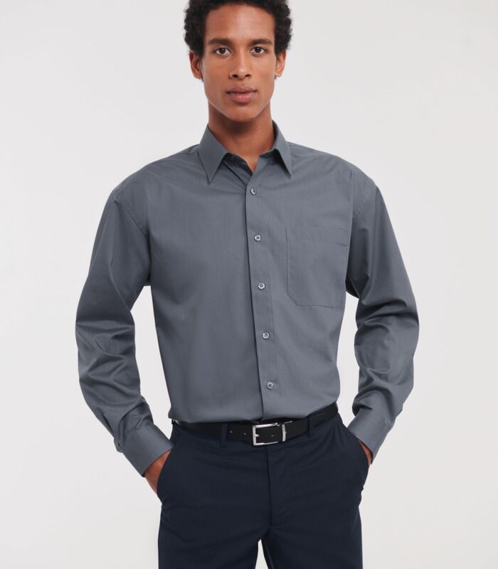 Men's Long Sleeve Classic Polycotton Poplin Shirt Thumbnail