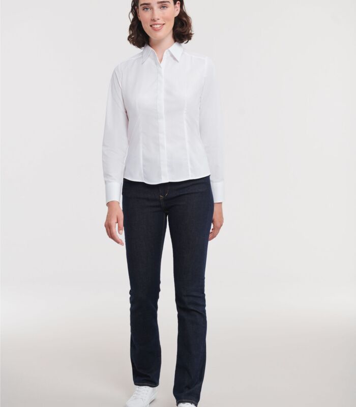 Ladies' Long Sleeve Fitted Polycotton Poplin Shirt Thumbnail